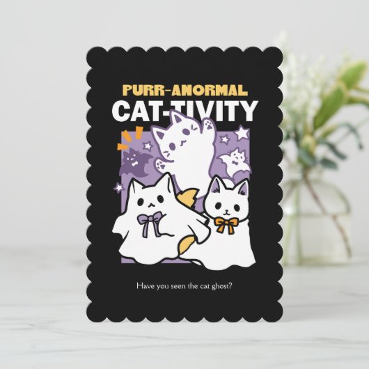 Purr-anormale Kat-tiviteit - Halloween Kat Ontwerp Feestdagenkaart (Staand voorkant)