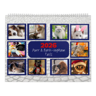 'Purr & Bark-ingham Tails' Huisdier Aangepast Kalender