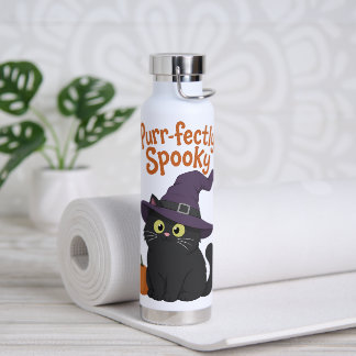Purr-fect griezelige Halloween kat Waterfles