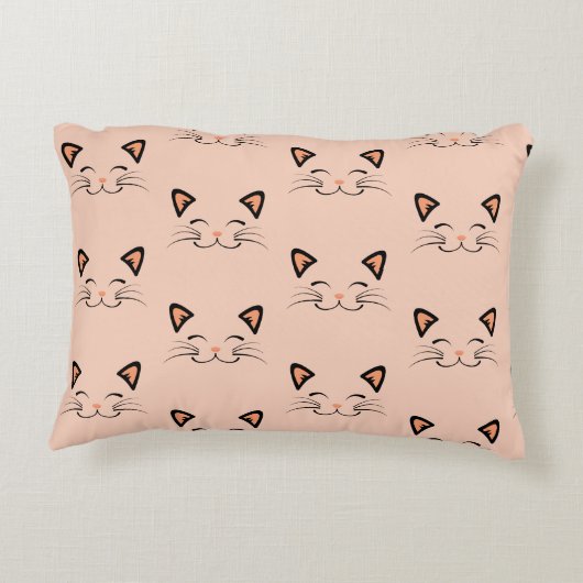 Purr-fect Kitty Floating Cat Face  Accent Kussen (Achterkant)