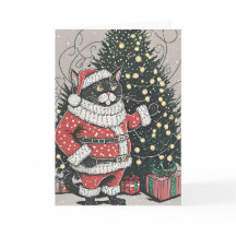 Purr-fecte Chagrijnige Kerstkat Wenskaart