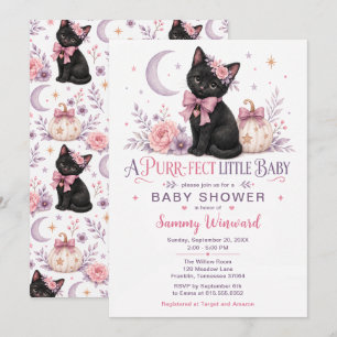 Purr-fecte Kleine Baby Meisje Zwarte Kat Shower Kaart