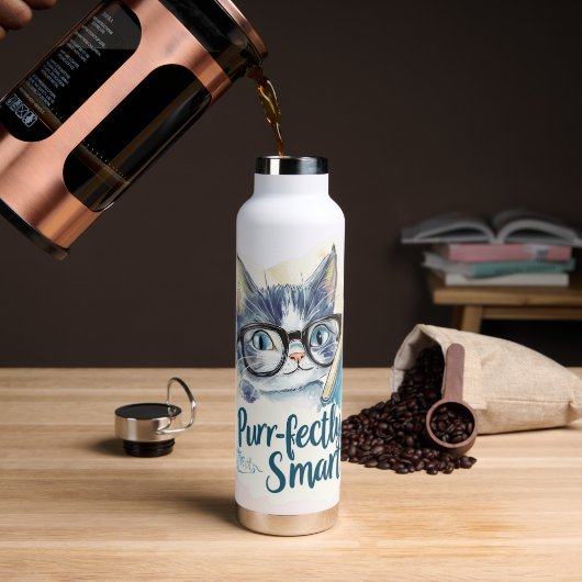 🐱 Purr-fectly Smart 📚 Waterfles (Koffie)