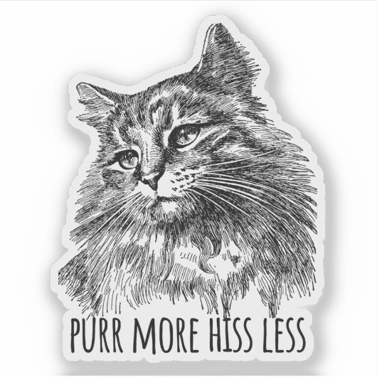Purr More Hiss Less Pretty Kitty Sticker (Voorkant)