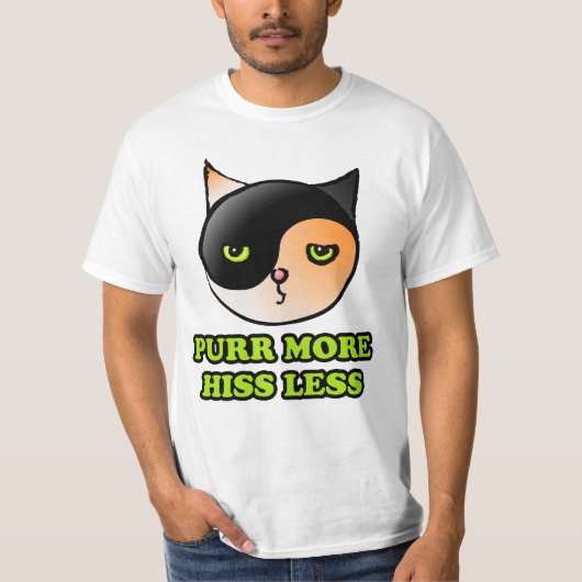 purr more hiss less t-shirt (Voorkant)