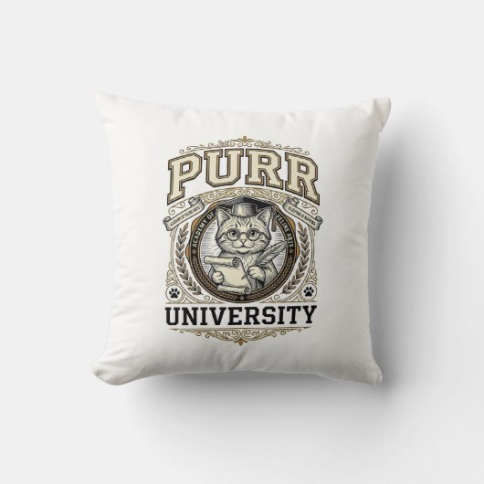Purr Universiteit Kat Nep Universiteit Academie Vi Kussen (Voorkant)