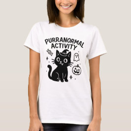 Purranormale activiteit Schattigee Halloween Cat T T-shirt