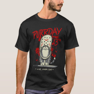 Purrday de 13e Grappige Kat Hockey Masker Parodie T-shirt