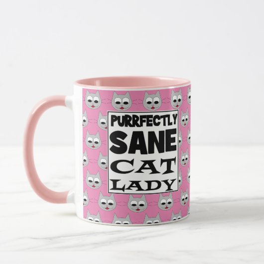 PURRFECHTS SANE CAT LADY Humoureuze roze Mok (Links)