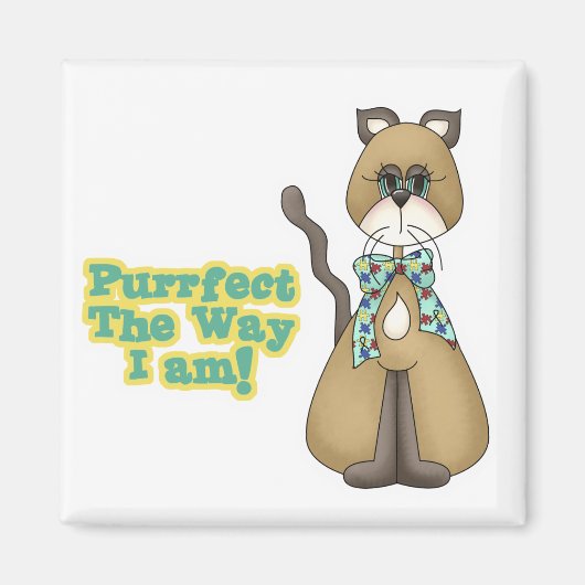 Purrfect Autism Awareness Kitty Cat Magneet (Voorkant)
