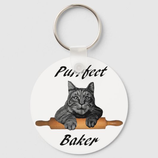 Purrfect Baker Cat Gifts gekke katdame Sleutelhanger (Voorkant)