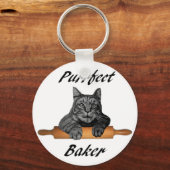 Purrfect Baker Cat Gifts gekke katdame Sleutelhanger (Voorkant)