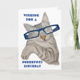 Purrfect Birthday Cute Cat in Spect Kaart