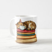 Purrfect Brew Cat Sleeping In Coffee Whimsical Mug (Devant gauche)