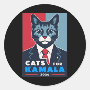 Purrfect Cats voor Kamala Harris 2024 President Ronde Sticker