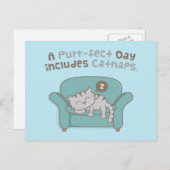 Purrfect Day avec Catnaps Cat Pun Humour Carte pos (Devant / Derrière)