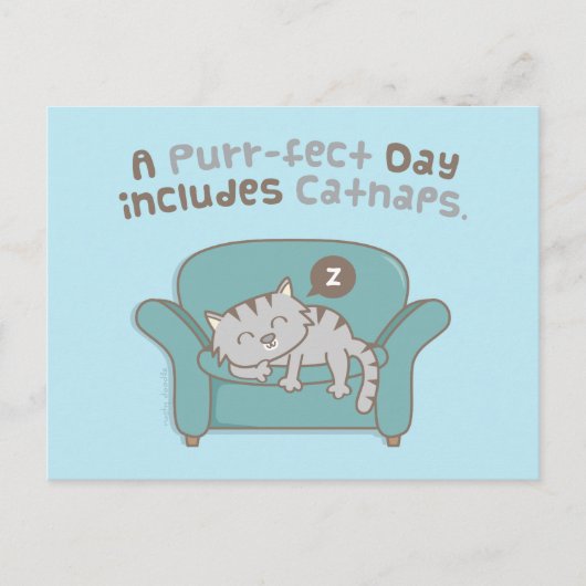 Purrfect Day avec Catnaps Cat Pun Humour Carte pos (Devant)