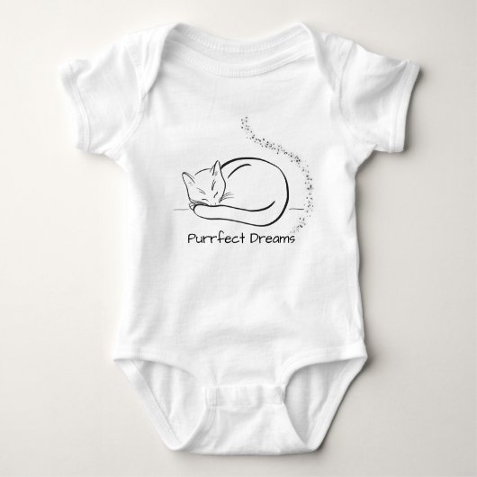 Purrfect Dreams - Schattige Sleeping Cat Line Art Romper (Voorkant)