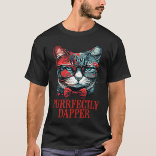 Purrfect kat die een vlinderdasje en een rode zonn t-shirt