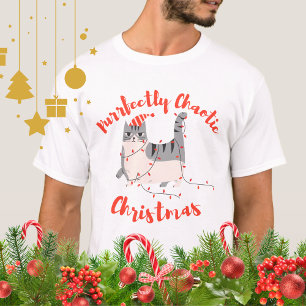 Purrfect Kerstmis Chaos Grappige Vakantie Kat T-shirt