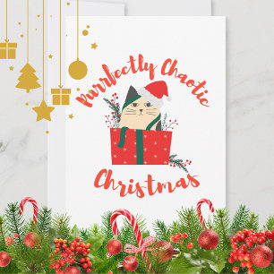 Purrfect Kerstmis met Chaotische Katten Kerst Grap Feestdagenkaart