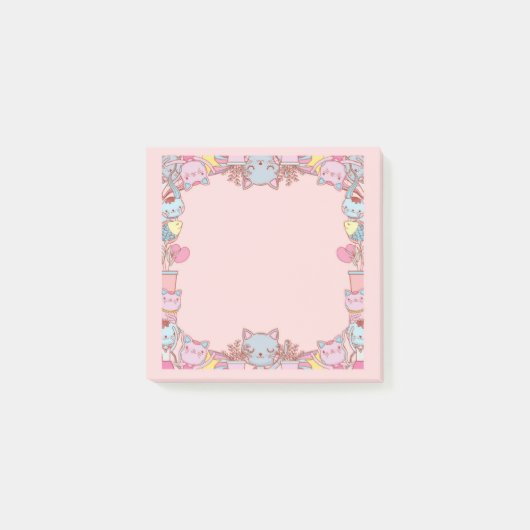 Purrfect Notes – Cute Cat Border Sticky Notes (Voorkant)