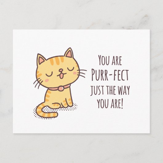 Purrfect precies zoals je bent katten grap briefkaart (Voorkant)
