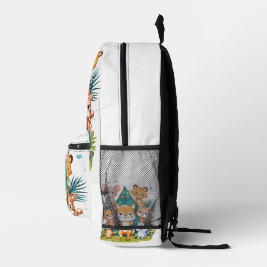 Purrfect Threads: Schattig Kitten Collectie Bedrukte Rugzak (Rechts)