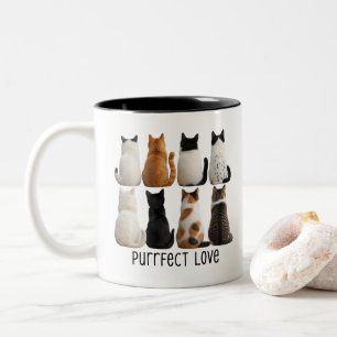 Purrfecte Kattenverzameling Achteraanzicht Tweekleurige Koffiemok