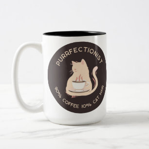 Purrfecte koffie- en kattenliefhebber Grappige quo Tweekleurige Koffiemok