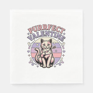 Purrfecte Valentijnsdag Kat Valentijnsliefde Vinta Servet