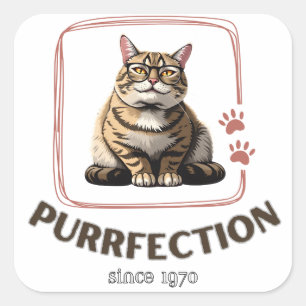 Purrfectie sinds 1970 vierkante sticker