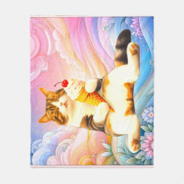 Purrfectly Asleep – Cat Holding Ice Cream Cone Fleece Deken