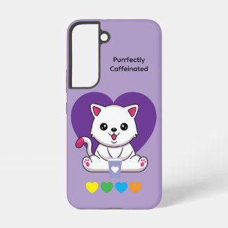 Purrfectly Caffeinated Coffee Cat Case Samsung Galaxy Hoesje