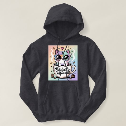 Purrfectly Caffeinated Hoodie (Design voorkant)