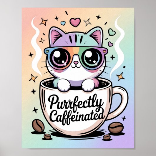 Purrfectly Caffeinated Poster (Voorkant)