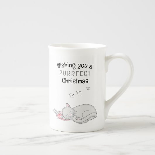 Purrfffffet de Noël couché chat os Chine Mug (Droite)
