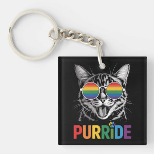 Purride Cat Gay Lesbian Rainbow LGBTQ Ally Pride Sleutelhanger