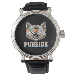 Purride Cat Pride LGBT Transgender Flag Trans Pet Horloge