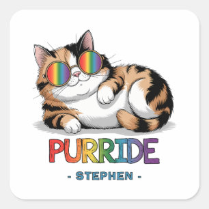 Purride - Cool Cat Pride   LGBTQ Vierkante Sticker