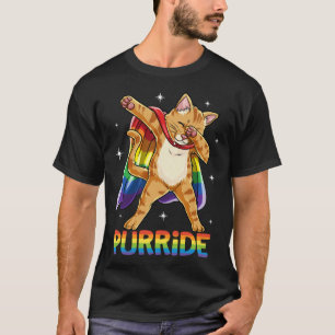 Purride Dabbing Kat Gay Pride LGBT Regenboog Vlag T-shirt