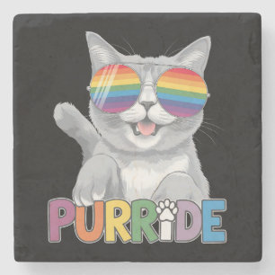 Purride Kat Zonnebril Gay Pride Regenboog LGBTQ Stenen Onderzetter