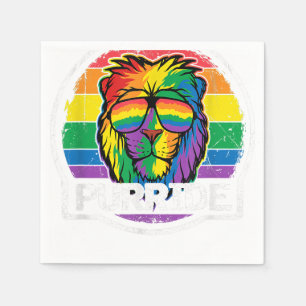 Purride Lion LGBT Colorful Cat Lion Gay Pride Rain Servet