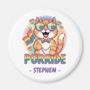 Purride – Oranje kat met trots LGBTQ-vlag Magneet