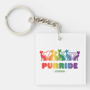 Purride – Rainbow Cat Silhouette LGBTQ+ Pride Pun Sleutelhanger
