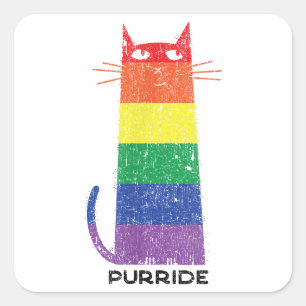Purride Shirt LGBT Funny Gay Pride Cat Gezegde Gra Vierkante Sticker