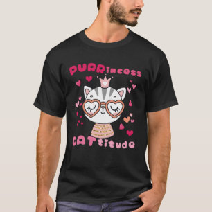 Purrincess Cattitude Kat Kitten Prinses Houding T-shirt