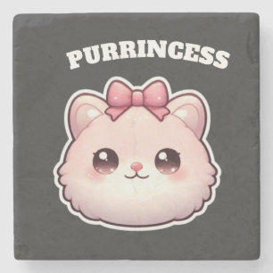 Purrincess Mooie Roze Kitty Strik Design Stenen Onderzetter