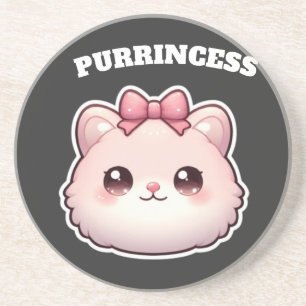 Purrincess Mooie Roze Kitty Strik Design Zandsteen Onderzetter