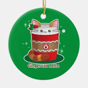 Purrista Pawfee: Cute Holiday Ginger Cat Coffee Keramisch Ornament